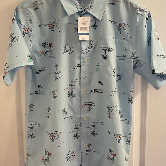 Lucky Brand Short Sleeve Button Down Shirt - Surf Spray - NWT - Boys XL 18/20 - Picture 4 of 12
